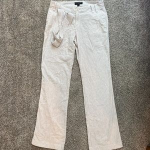 Relaxed Striped Pants with Tie Belt